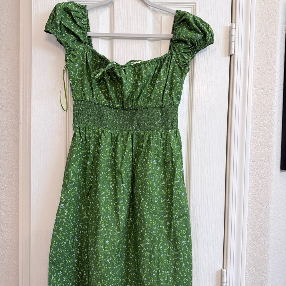 Reformation Green Floral Midi Dress size 8
